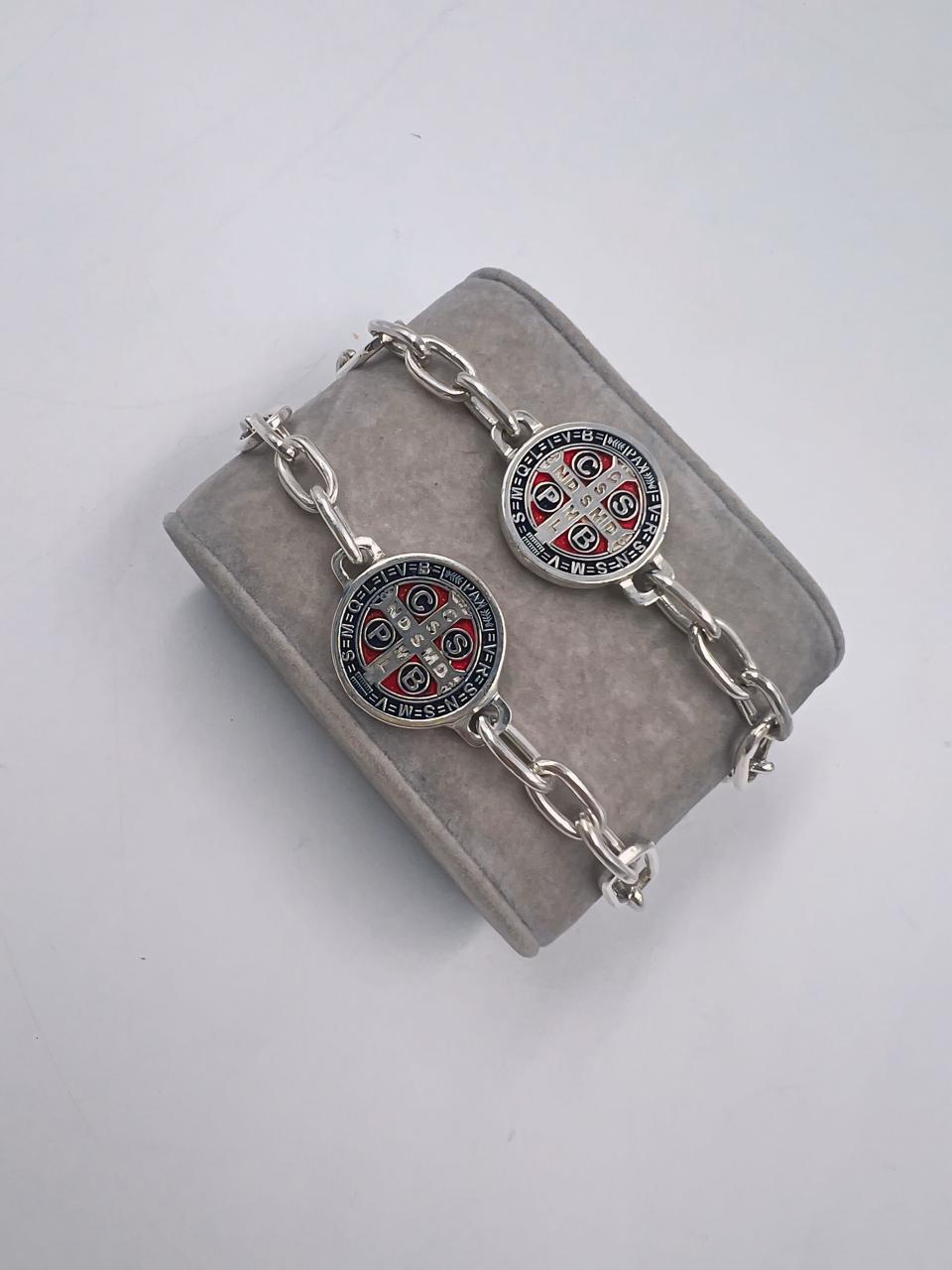 Pulsera San Benito Tejido 2 - Joyería Fina en Oro Sólido (10k, 14k, 18k)