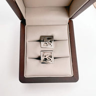 Mancuernillas Iniciales con Marco - Oro Sólido (10k, 14k, 18k) o Plata 0.925