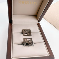 Mancuernillas Iniciales con Marco - Oro Sólido (10k, 14k, 18k) o Plata 0.925