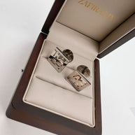 Mancuernillas Iniciales con Marco - Oro Sólido (10k, 14k, 18k) o Plata 0.925