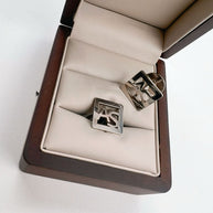 Mancuernillas Iniciales con Marco - Oro Sólido (10k, 14k, 18k) o Plata 0.925