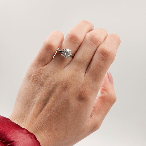 Anillo de Compromiso 1.5ct Corte REDONDO Solitario 4 prongs - Anillo de Compromiso en Oro (10k, 14k, 18k) o Plata y Diamante Lab-Grown o Moissanita