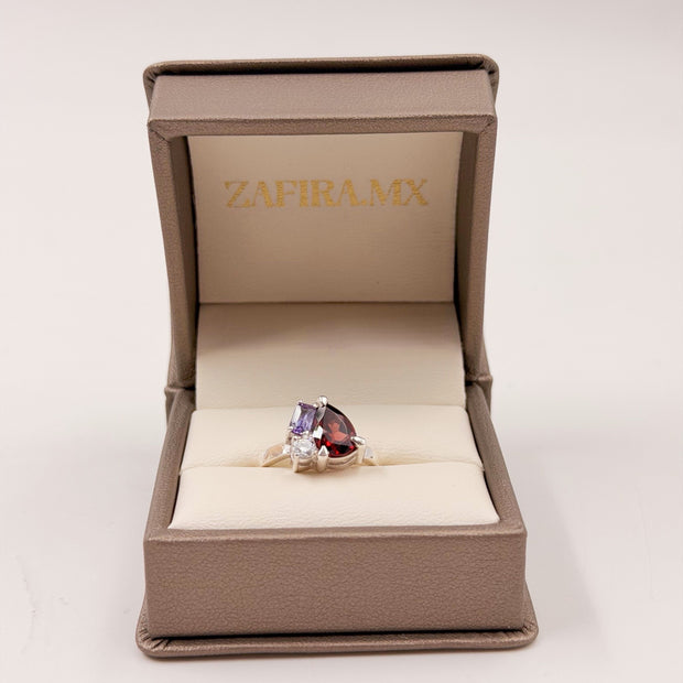 Family Ring 3 piedras Diseño 1 - Anillo Familiar de Oro (10k, 14k, 18k) o Plata 0.925 y Piedras de Nacimiento