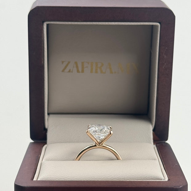 Anillo de Compromiso Vesper 3.5ct Corte PRINCESA Solitario- Anillo de Compromiso en Oro (10k, 14k, 18k) o Plata 0.925 y Diamante Lab-Grown o Moissanita