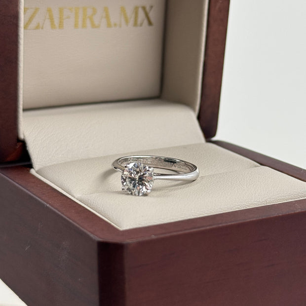 Anillo de Compromiso Luna 1ct Corte REDONDO Solitario- Anillo de Compromiso en Oro (10k, 14k, 18k) o Plata 0.925 y Diamante Lab-Grown o Moissanita