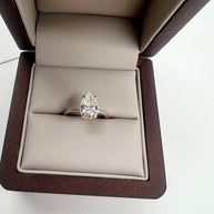 Anillo de Compromiso 1.5ct PERA Solitario - Anillo de Compromiso en Oro (10k, 14k, 18k) o Plata 0.925 y Diamante Lab-Grown o Moissanita