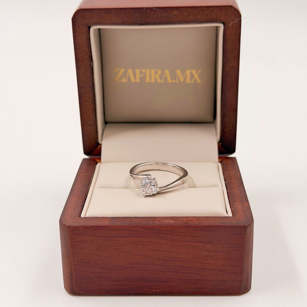 Anillo de Compromiso 1.0ct Corte REDONDO Eternity- Anillo de Compromiso en Oro (10k, 14k, 18k) o Plata y Diamante Lab-Grown o Moissanita