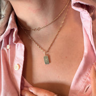 Collar Family Tag 2 Piedras (Placa Personalizable) - Joyería Personalizada en Oro (10k, 14k, 18k) o Plata 0.925