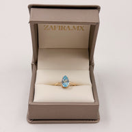 Anillo Solitario Pera Topacio Azul - Joyería Fina en Oro Sólido (10k, 14k, 18k) o plata 0.925