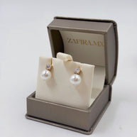 Arete perla con brillantes - Aretes de Oro (10k, 14k y 18k) y Plata 0.925