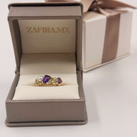 Family Ring 5 piedras Diseño 2 - Anillo Familiar de Oro (10k, 14k, 18k) y Piedras de Nacimiento