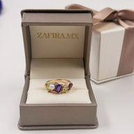 Family Ring 5 piedras Diseño 2 - Anillo Familiar de Oro (10k, 14k, 18k) y Piedras de Nacimiento