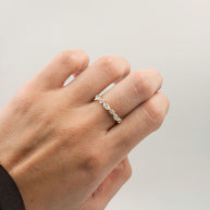 Anillo Media Churumbela Grecia Alternada Marquise y Piedra Redonda- Joyería Fina en Oro Sólido (10k, 14k, 18k) o plata 0.925