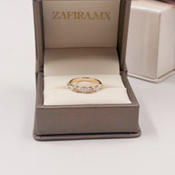 Anillo Media Churumbela Grecia Alternada Marquise y Piedra Redonda- Joyería Fina en Oro Sólido (10k, 14k, 18k) o plata 0.925