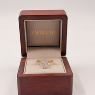 Anillo de Compromiso 2.5 Corte OVAL con Hidden halo y media churumbela- Anillo de Compromiso en Oro (10k, 14k, 18k) o Plata 0.925 y Diamante Lab-Grown o Moissanita