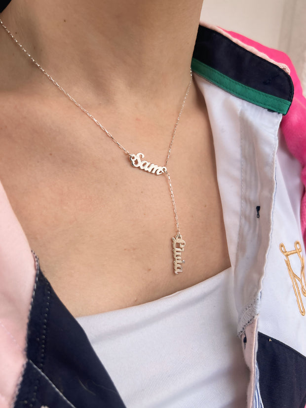 Collar Con Dos Nombres colgante