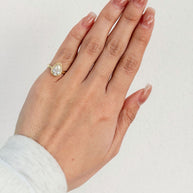 Pinky Ring Gala 1.0ct Corte Pera con Halo - Joyería Fina en Oro Sólido (10k, 14k, 18k) o plata 0.925