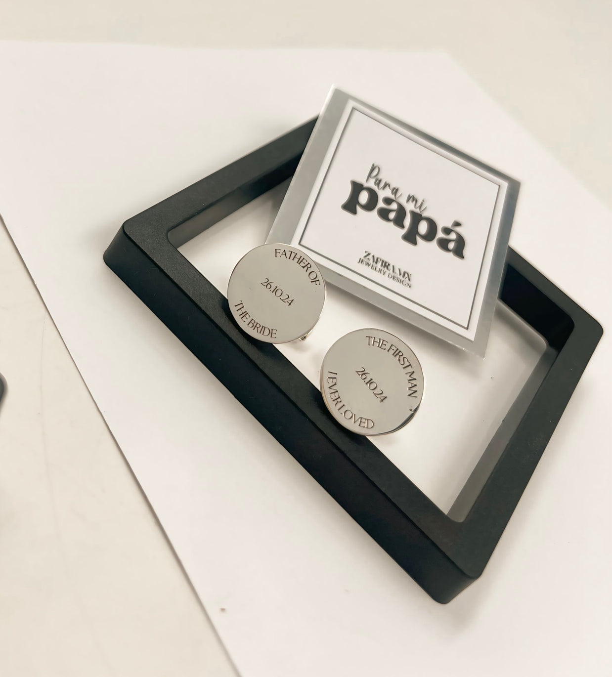 Mancuernillas Redondas con Grabado - Oro Sólido (10k, 14k, 18k) o Plata 0.925