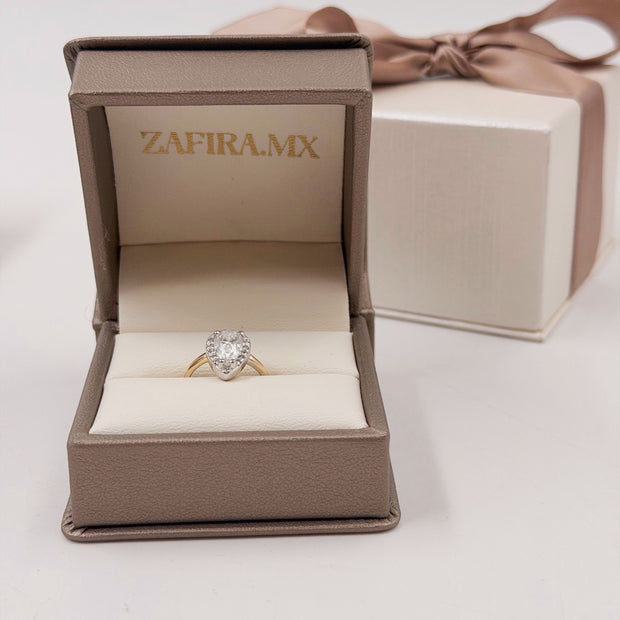 Pinky Ring Gala 1.0ct Corte Pera con Halo - Joyería Fina en Oro Sólido (10k, 14k, 18k) o plata 0.925