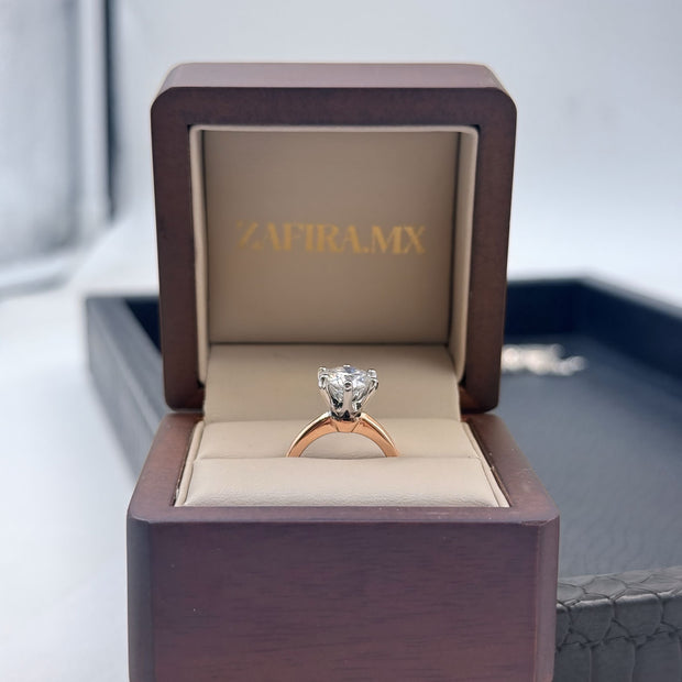 Anillo de Compromiso Serena 2.0ct Corte REDONDO dos oros solitario- Anillo de Compromiso en Oro (10k, 14k, 18k) o Plata 0.925 y Diamante Lab-Grown o Moissanita