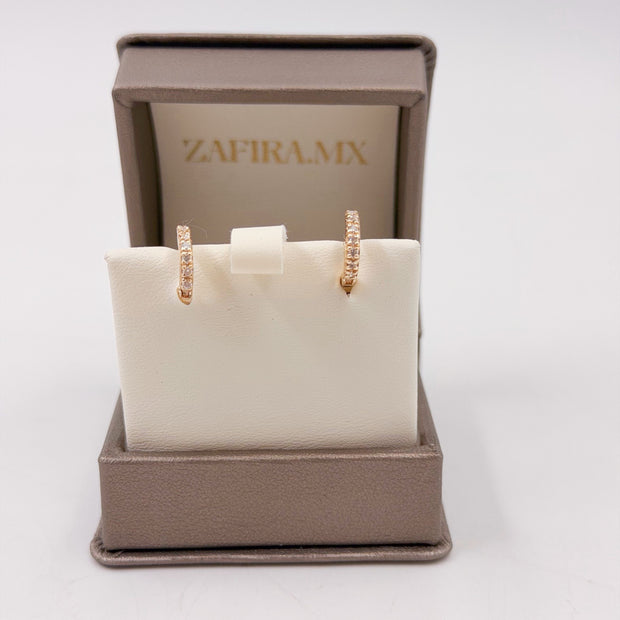 Arete huggies con brillantes - Aretes de Oro (10k, 14k y 18k) y Plata 0.925