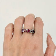 Family Ring 5 piedras Diseño 1 - Anillo Familiar de Oro (10k, 14k, 18k) o Plata 0.925 y Piedras de Nacimiento