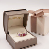 Family Ring 5 piedras Diseño 1 - Anillo Familiar de Oro (10k, 14k, 18k) o Plata 0.925 y Piedras de Nacimiento