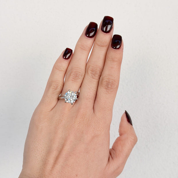 Anillo de Compromiso 3.5ct Corte REDONDO Solitario 6 prongs - Anillo de Compromiso en Oro (10k, 14k, 18k) o Plata y Diamante Lab-Grown o Moissanita