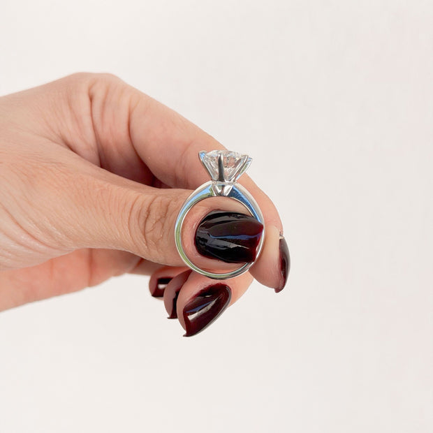 Anillo de Compromiso 3.5ct Corte REDONDO Solitario 6 prongs - Anillo de Compromiso en Oro (10k, 14k, 18k) o Plata y Diamante Lab-Grown o Moissanita