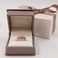 Family Ring 4 piedras Diseño 4 - Anillo Familiar de Oro (10k, 14k, 18k) o Plata 0.925 y Piedras de Nacimiento