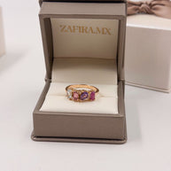 Family Ring 4 piedras Diseño 4 - Anillo Familiar de Oro (10k, 14k, 18k) o Plata 0.925 y Piedras de Nacimiento