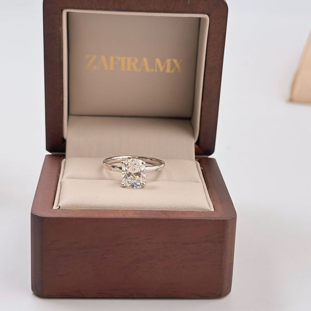 Anillo de Compromiso Elara 2.5ct Corte CUSHION Elongated solitario- Anillo de Compromiso en Oro (10k, 14k, 18k) Y Diamante Lab-Grown