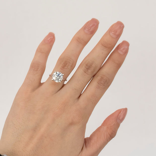 Anillo de Compromiso Brisa 3.0ct Corte REDONDO solitario 4 prongs - Anillo de Compromiso en Oro (10k, 14k, 18k) o Plata 0.925 y Diamante Lab-Grown o Moissanita