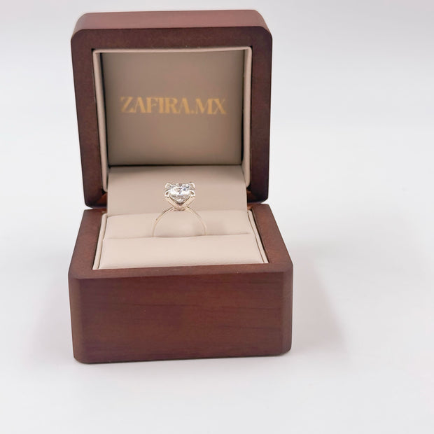 Anillo de Compromiso Brisa 3.0ct Corte REDONDO solitario 4 prongs - Anillo de Compromiso en Oro (10k, 14k, 18k) o Plata 0.925 y Diamante Lab-Grown o Moissanita