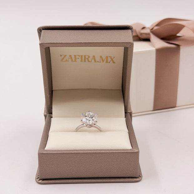 Anillo de Compromiso 3.0ct Corte REDONDO Solitario 6 prongs - Anillo de Compromiso en Oro (10k, 14k, 18k) o Plata y Diamante Lab-Grown o Moissanita