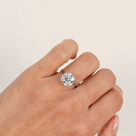 Anillo de Compromiso 3.0ct Corte REDONDO Solitario 6 prongs - Anillo de Compromiso en Oro (10k, 14k, 18k) o Plata y Diamante Lab-Grown o Moissanita