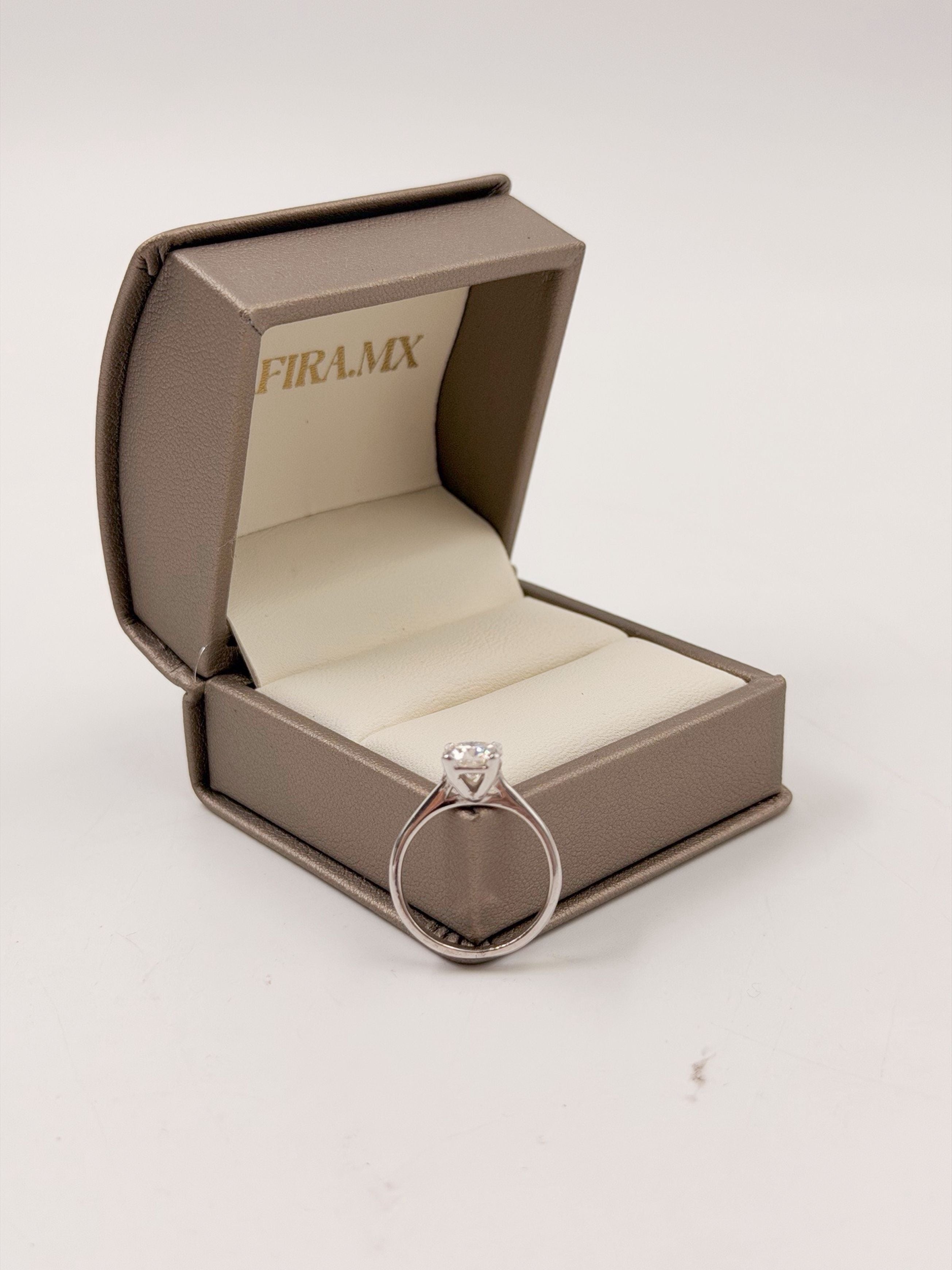 Anillo de Compromiso Luna 1ct Corte REDONDO Solitario- Anillo de Compromiso en Oro (10k, 14k, 18k) o Plata 0.925 y Diamante Lab-Grown o Moissanita