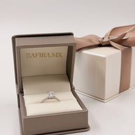 Anillo de Compromiso Luna 1ct Corte REDONDO Solitario- Anillo de Compromiso en Oro (10k, 14k, 18k) o Plata 0.925 y Diamante Lab-Grown o Moissanita