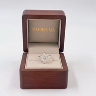 Anillo de Compromiso 2.5ct Corte MARQUISE con media churumbela (Pavé) - Anillo de Compromiso en Oro (10k, 14k, 18k) o Plata 0.925 y Diamante Lab-Grown o Moissanita