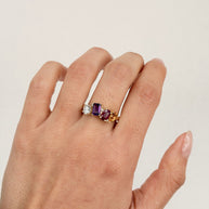 Family Ring 4 piedras Diseño 8 - Anillo Familiar de Oro (10k, 14k, 18k) o Plata 0.925 y Piedras de Nacimiento