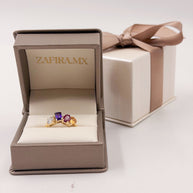 Family Ring 4 piedras Diseño 8 - Anillo Familiar de Oro (10k, 14k, 18k) o Plata 0.925 y Piedras de Nacimiento