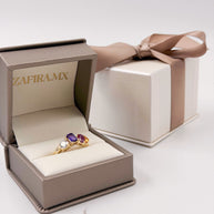 Family Ring 4 piedras Diseño 8 - Anillo Familiar de Oro (10k, 14k, 18k) o Plata 0.925 y Piedras de Nacimiento