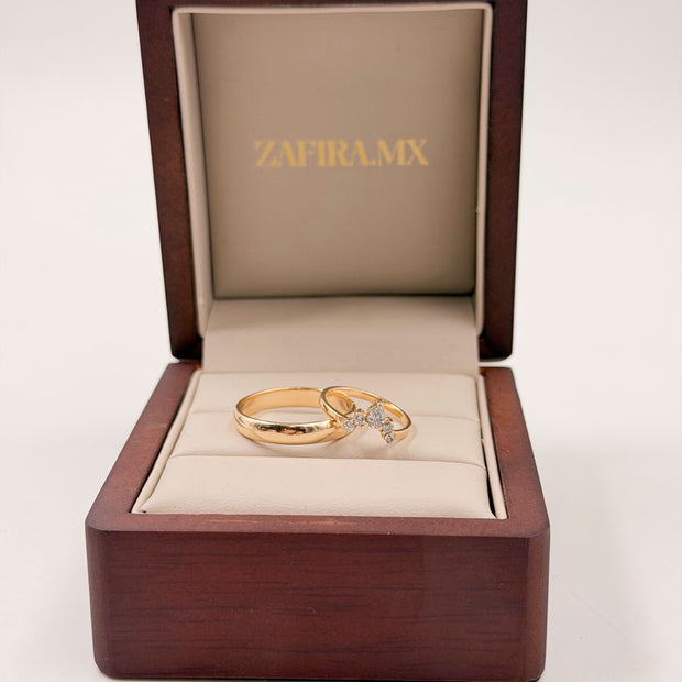 Anillos de boda Corona Princesa Incrustaciones Diamante Labgrown - Argolla de Matrimonio en Oro Sólido (10k, 14k, 18k) o Plata 0.925