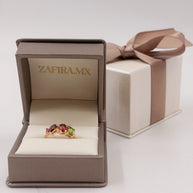 Family Ring 4 piedras Diseño 7 - Anillo Familiar de Oro (10k, 14k, 18k) o Plata 0.925 y Piedras de Nacimiento