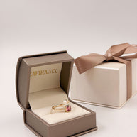 Family Ring 2 piedras Diseño 1 - Anillo Familiar de Oro (10k, 14k, 18k) o Plata 0.925 y Piedras de Nacimiento