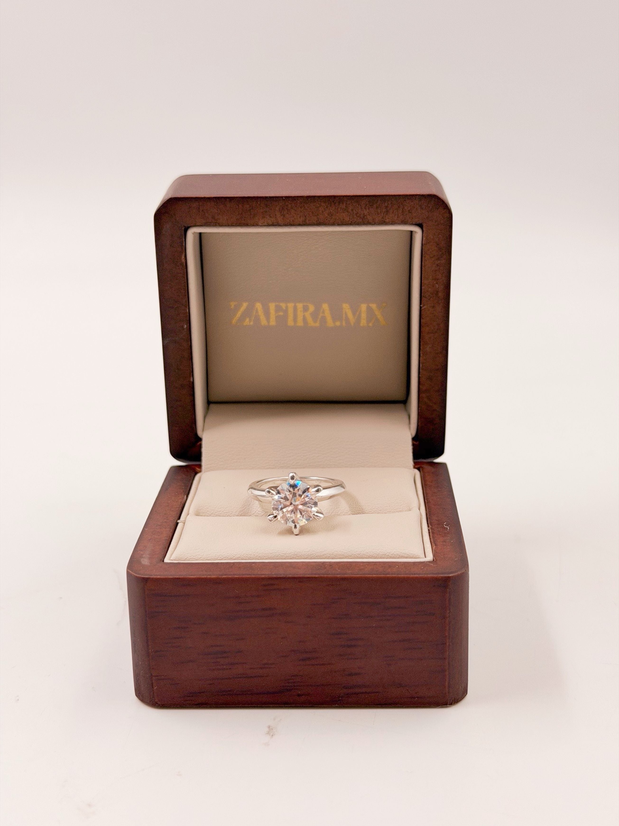 Anillo de Compromiso 2.5ct Corte REDONDO Solitario 6 prongs - Anillo de Compromiso en Oro (10k, 14k, 18k) o Plata y Diamante Lab-Grown o Moissanita