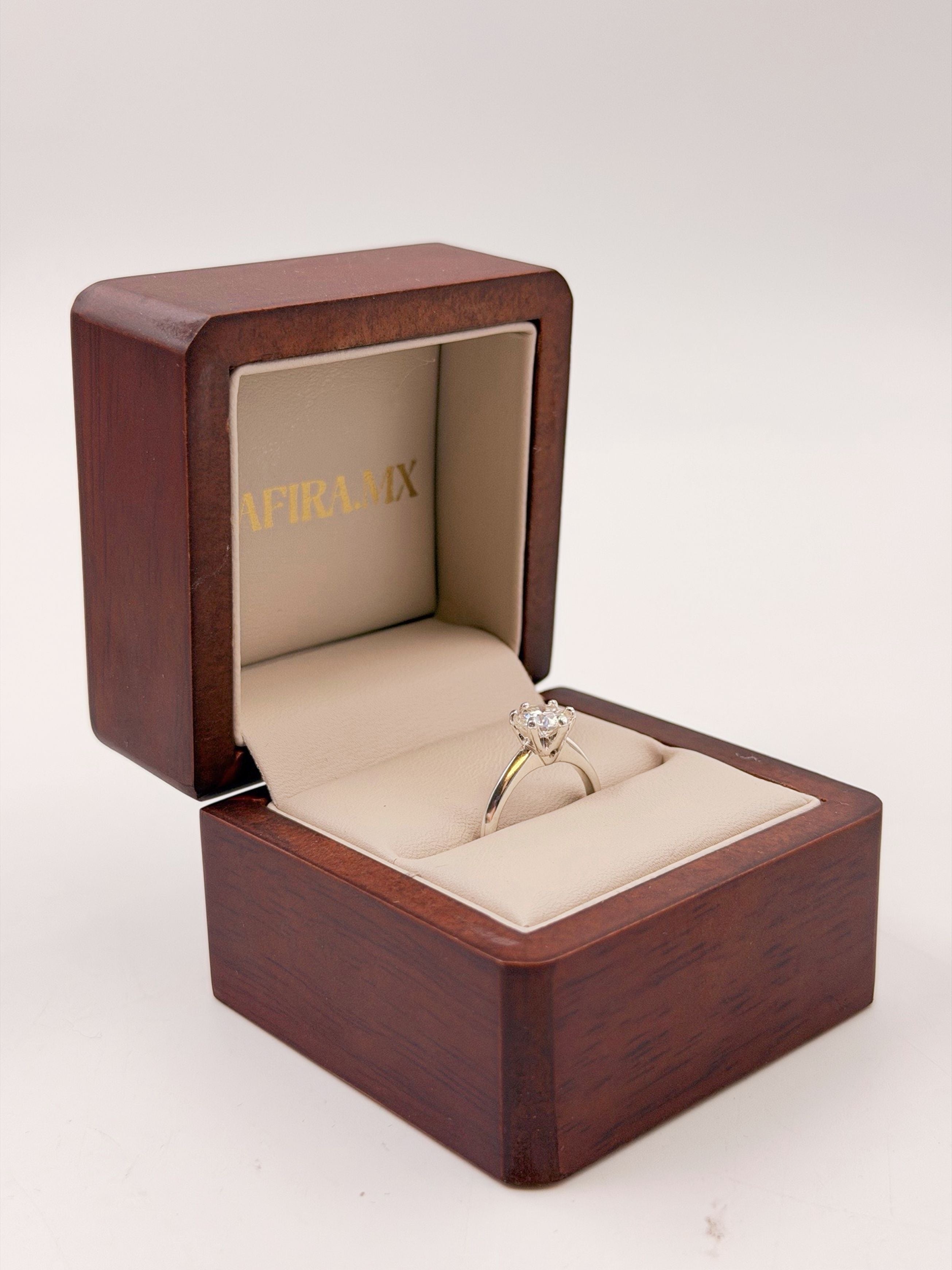 Anillo de Compromiso 1.0ct Corte REDONDO Solitario 6 prongs - Anillo de Compromiso en Oro (10k, 14k, 18k) o Plata y Diamante Lab-Grown o Moissanita