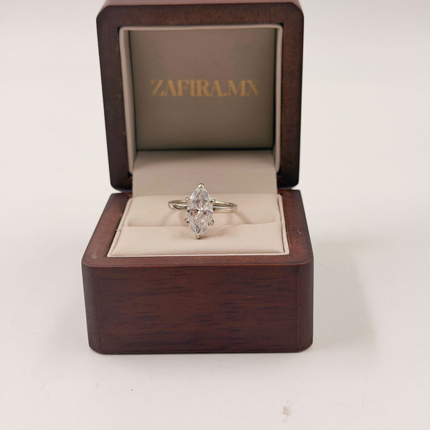 Anillo de Compromiso 2.5ct Corte MARQUISE solitario - Anillo de Compromiso en Oro (10k, 14k, 18k) o Plata 0.925 y Diamante Lab-Grown o Moissanita