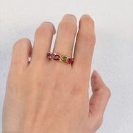 Family Ring 6 piedras Diseño 1 - Anillo Familiar de Oro (10k, 14k, 18k) y Piedras de Nacimiento