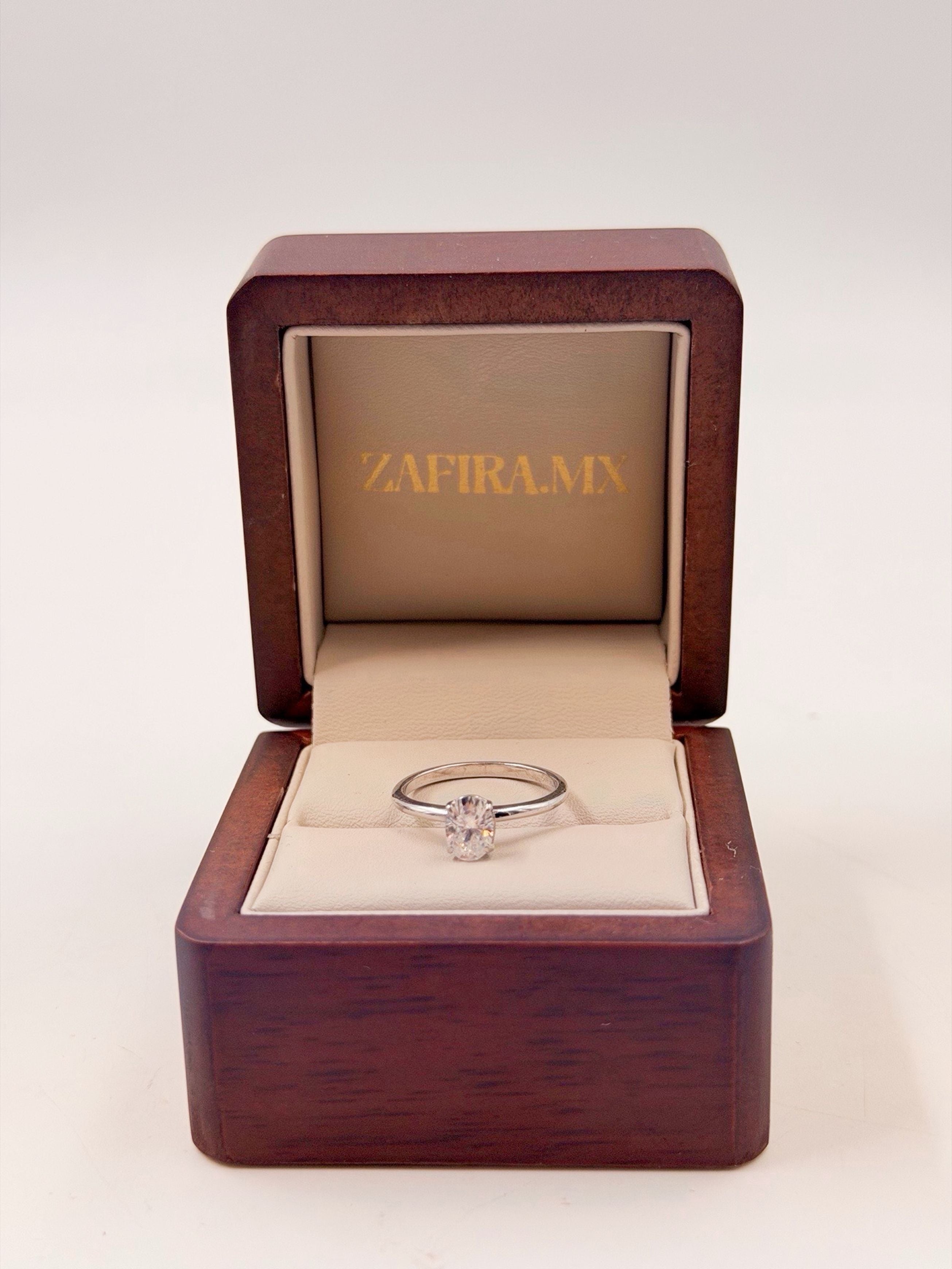 Anillo de Compromiso 1.0ct Oval Solitario - Anillo de Compromiso en Oro (10k, 14k, 18k) o Plata 0.925 y Diamante Lab-Grown o Moissanita